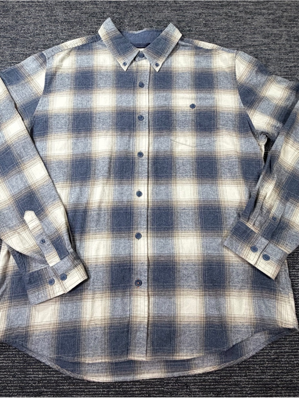 Weatherproof Blue and White Plaid Button-Down Shirt